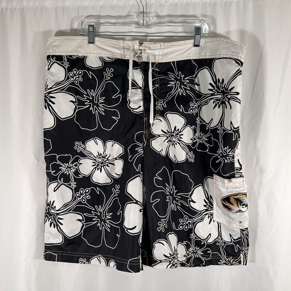 Missouri Tigers Swim Trunks Men's XL Black Hawaiian Drawstring Pockets Lined